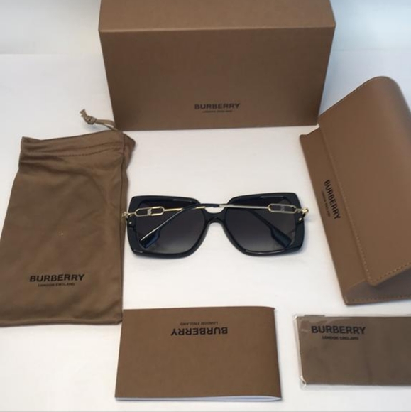 Authentic New Burberry BE4332-30018G 57 Luna Sunglasses Black Frame Grey Lens - Picture 8 of 12